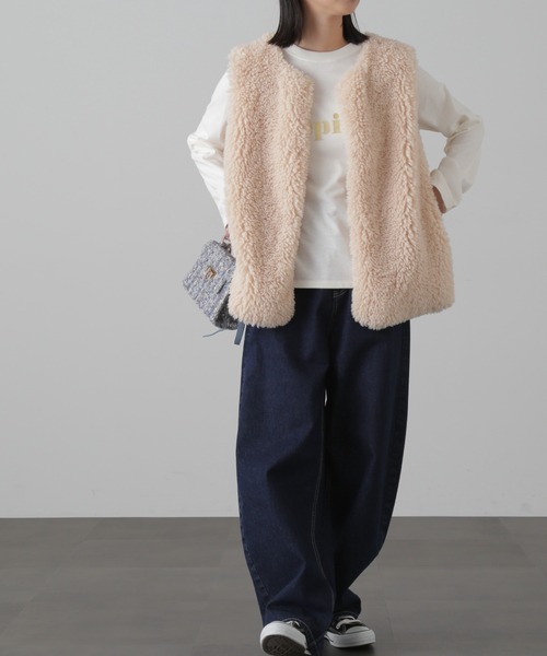 FREE'S MART（フリーズマート）の「フェイクファーベスト（ベスト・レディース・ホワイト/ベージュ・MEDIUM/SMALL）」の22枚目の写真