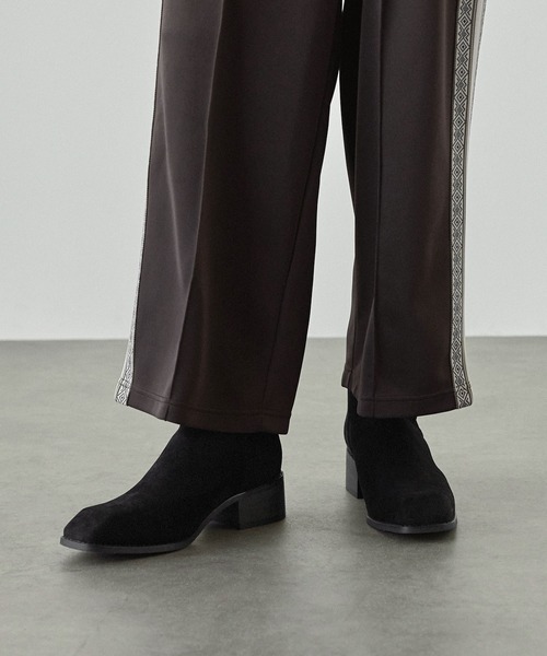 【セール】ハイソールスクエアトゥバックジップヒールブーツ（ブーツ）｜EMMA CLOTHES（エマクローズ）