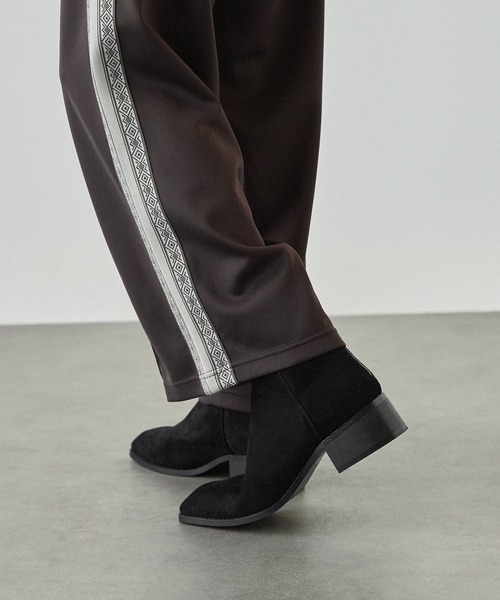 【セール】ハイソールスクエアトゥバックジップヒールブーツ（ブーツ）｜EMMA CLOTHES（エマクローズ）