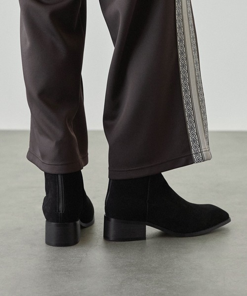 【セール】ハイソールスクエアトゥバックジップヒールブーツ（ブーツ）｜EMMA CLOTHES（エマクローズ）