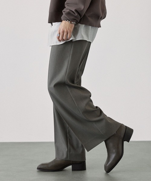 【セール】ハイソールスクエアトゥバックジップヒールブーツ（ブーツ）｜EMMA CLOTHES（エマクローズ）