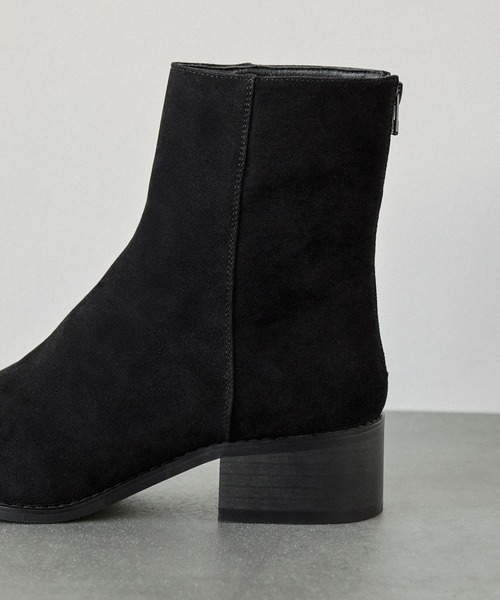 【セール】ハイソールスクエアトゥバックジップヒールブーツ（ブーツ）｜EMMA CLOTHES（エマクローズ）