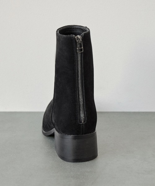 【セール】ハイソールスクエアトゥバックジップヒールブーツ（ブーツ）｜EMMA CLOTHES（エマクローズ）