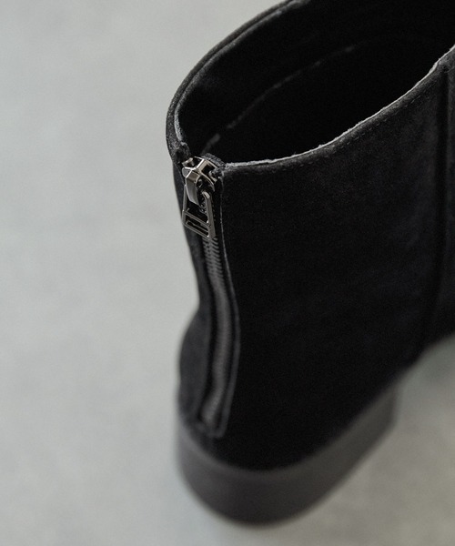 【セール】ハイソールスクエアトゥバックジップヒールブーツ（ブーツ）｜EMMA CLOTHES（エマクローズ）