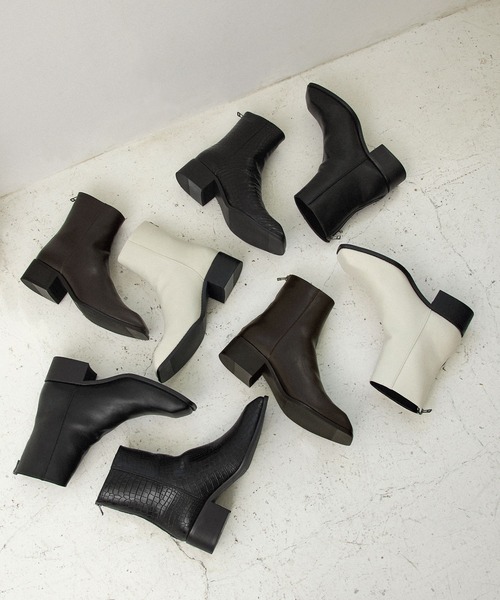 EMMA CLOTHES（エマクローズ）の「ハイソールスクエアトゥバックジップヒールブーツ（ブーツ・メンズ・ブラック/ブラック系/アイボリー/ダークブラウン/ダークグレー/ブラウン/ブラック系2・M/S/L）」の13枚目の写真