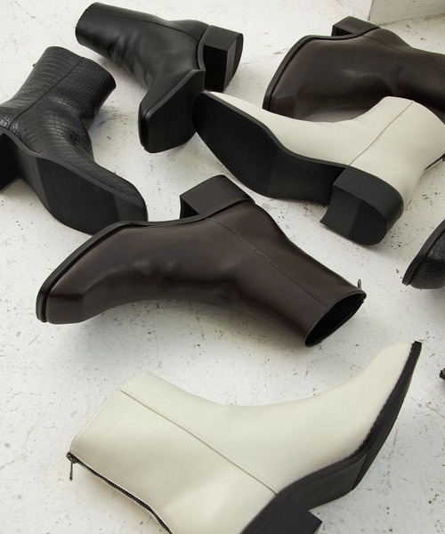 EMMA CLOTHES（エマクローズ）の「ハイソールスクエアトゥバックジップヒールブーツ（ブーツ・メンズ・ブラック/ブラック系/アイボリー/ダークブラウン/ダークグレー/ブラウン/ブラック系2・M/S/L）」の15枚目の写真