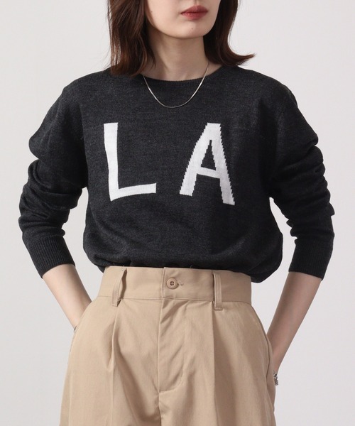 FUNALIVE(ファンアライブ)の「Logo crew neck knit / ロゴクルーネックニット unisex(ニット/セーター・メンズ・ネイビー/グレー系/ブラック/ブラック系/杢グレー/ベージュ/ベージュ系/チャコール/ネイビー系1/ブラック系1/チャコールグレー/ネイビー系・L/LL/M)」の4枚目の写真