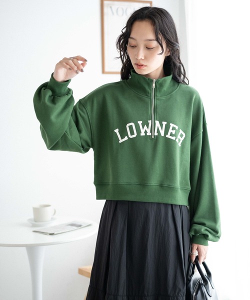 WEGO(ウィゴー)の「WEGO/ハーフジップショートスウェット(スウェット・レディース・スミクロ/ダークグリーン/杢グレー/オフホワイト/ネイビー/その他1/その他2/その他3/その他4/その他5/その他6/グリーン・FREE)」の6枚目の写真