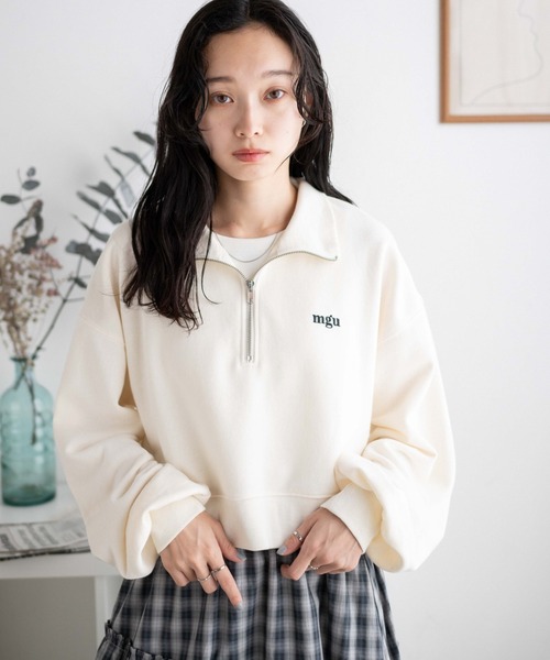 WEGO(ウィゴー)の「WEGO/ハーフジップショートスウェット(スウェット・レディース・スミクロ/ダークグリーン/杢グレー/オフホワイト/ネイビー/その他1/その他2/その他3/その他4/その他5/その他6/グリーン・FREE)」の19枚目の写真