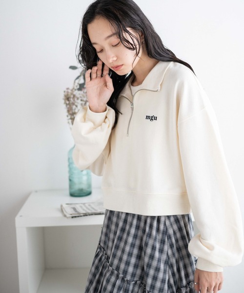 WEGO(ウィゴー)の「WEGO/ハーフジップショートスウェット(スウェット・レディース・スミクロ/ダークグリーン/杢グレー/オフホワイト/ネイビー/その他1/その他2/その他3/その他4/その他5/その他6/グリーン・FREE)」の18枚目の写真