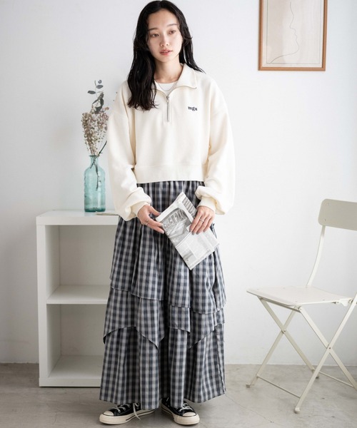 WEGO(ウィゴー)の「WEGO/ハーフジップショートスウェット(スウェット・レディース・スミクロ/ダークグリーン/杢グレー/オフホワイト/ネイビー/その他1/その他2/その他3/その他4/その他5/その他6/グリーン・FREE)」の17枚目の写真