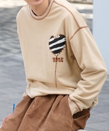 HOOK | HOOK -original- ゼブラ模様ハートパッチ飾りステッチスウェット(スウェット)