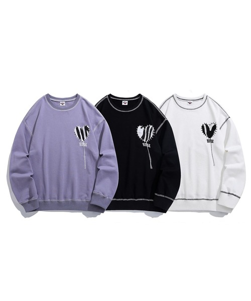 HOOK -original- ゼブラ模様ハートパッチ飾りステッチスウェット（スウェット）｜HOOK（フック）