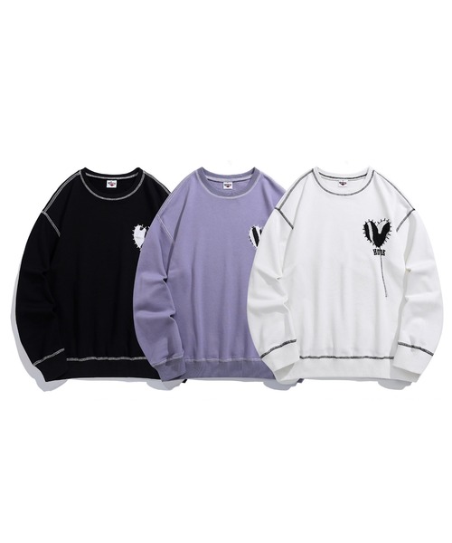 HOOK -original- ゼブラ模様ハートパッチ飾りステッチスウェット（スウェット）｜HOOK（フック）