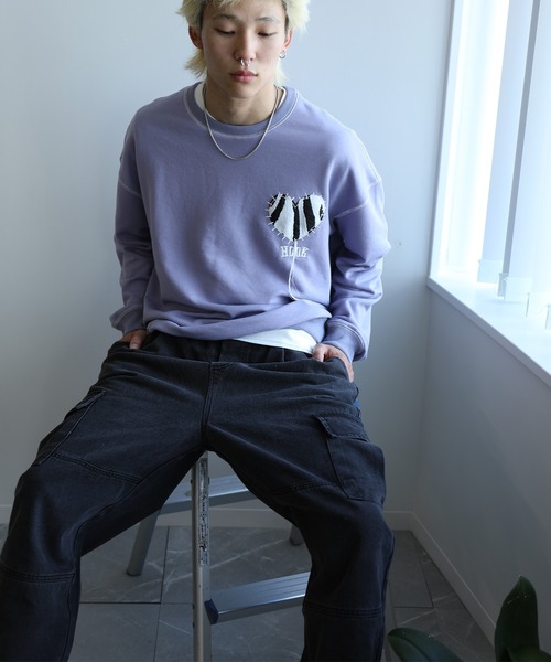 HOOK -original- ゼブラ模様ハートパッチ飾りステッチスウェット（スウェット）｜HOOK（フック）