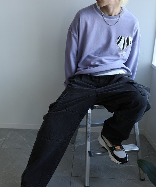 HOOK -original- ゼブラ模様ハートパッチ飾りステッチスウェット（スウェット）｜HOOK（フック）