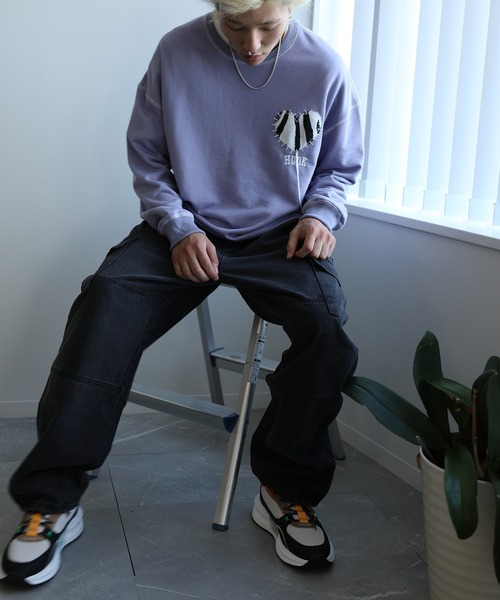 HOOK -original- ゼブラ模様ハートパッチ飾りステッチスウェット（スウェット）｜HOOK（フック）