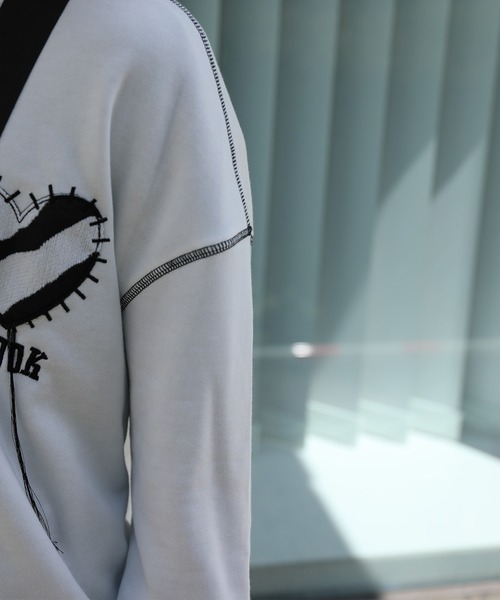 HOOK -original- ゼブラ模様ハートパッチ飾りステッチスウェット（スウェット）｜HOOK（フック）