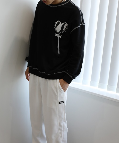 HOOK -original- ゼブラ模様ハートパッチ飾りステッチスウェット（スウェット）｜HOOK（フック）