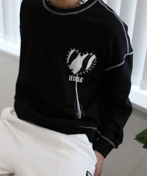 HOOK -original- ゼブラ模様ハートパッチ飾りステッチスウェット（スウェット）｜HOOK（フック）