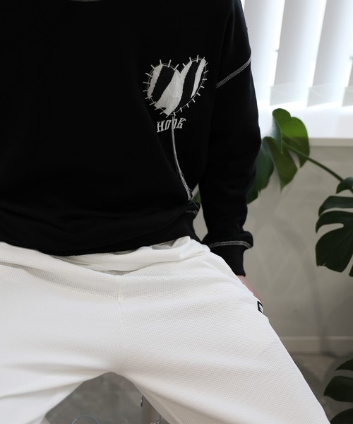 HOOK -original- ゼブラ模様ハートパッチ飾りステッチスウェット（スウェット）｜HOOK（フック）