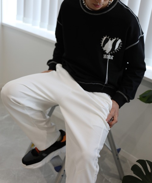 HOOK -original- ゼブラ模様ハートパッチ飾りステッチスウェット（スウェット）｜HOOK（フック）