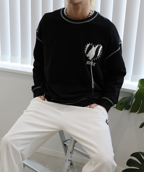 HOOK -original- ゼブラ模様ハートパッチ飾りステッチスウェット（スウェット）｜HOOK（フック）