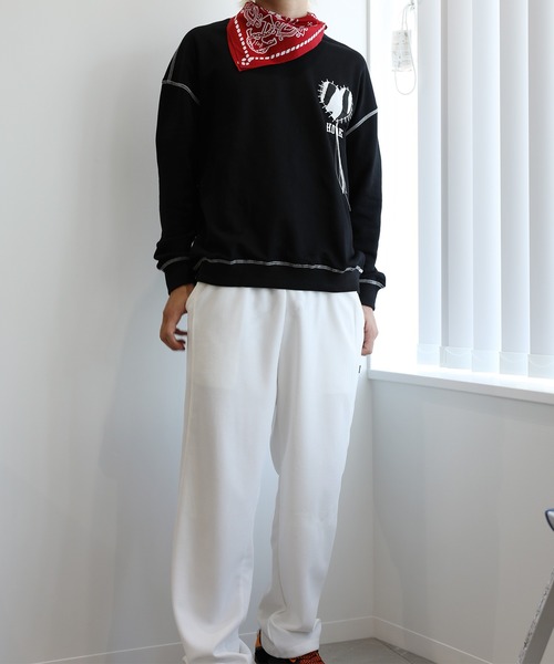 HOOK -original- ゼブラ模様ハートパッチ飾りステッチスウェット（スウェット）｜HOOK（フック）