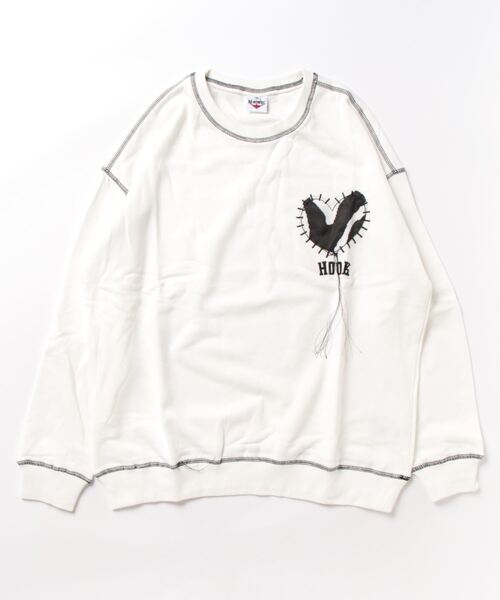 HOOK -original- ゼブラ模様ハートパッチ飾りステッチスウェット（スウェット）｜HOOK（フック）