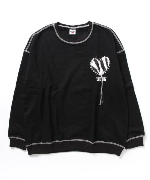 HOOK -original- ゼブラ模様ハートパッチ飾りステッチスウェット（スウェット）｜HOOK（フック）