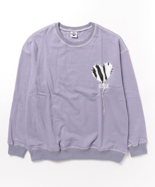 HOOK -original- ゼブラ模様ハートパッチ飾りステッチスウェット（スウェット）｜HOOK（フック）