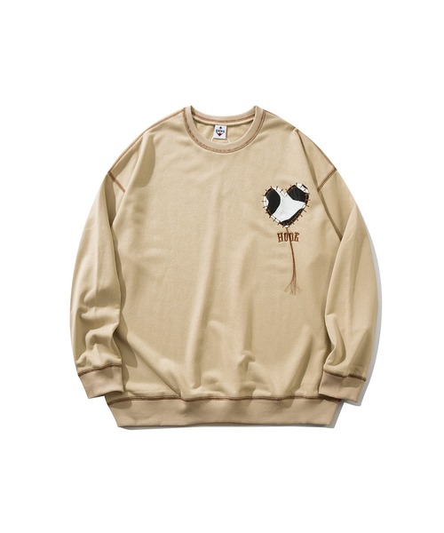 HOOK -original- ゼブラ模様ハートパッチ飾りステッチスウェット（スウェット）｜HOOK（フック）