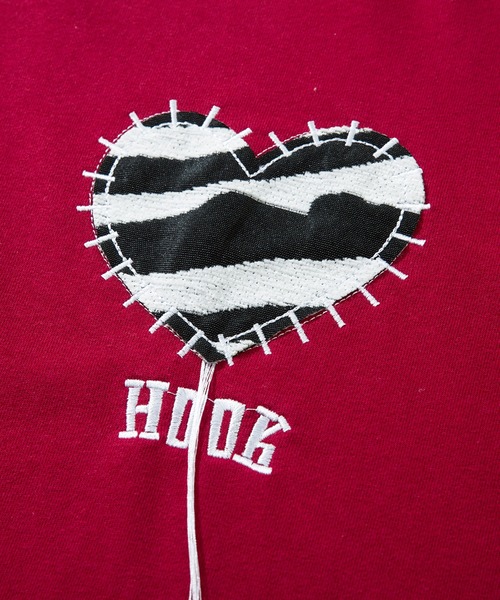 HOOK -original- ゼブラ模様ハートパッチ飾りステッチスウェット（スウェット）｜HOOK（フック）