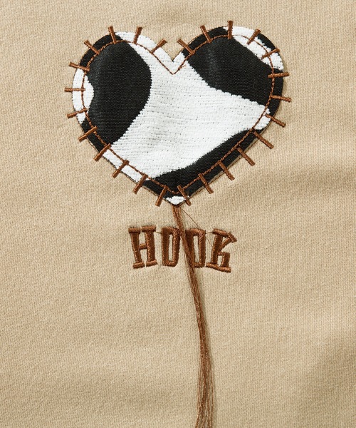 HOOK -original- ゼブラ模様ハートパッチ飾りステッチスウェット（スウェット）｜HOOK（フック）