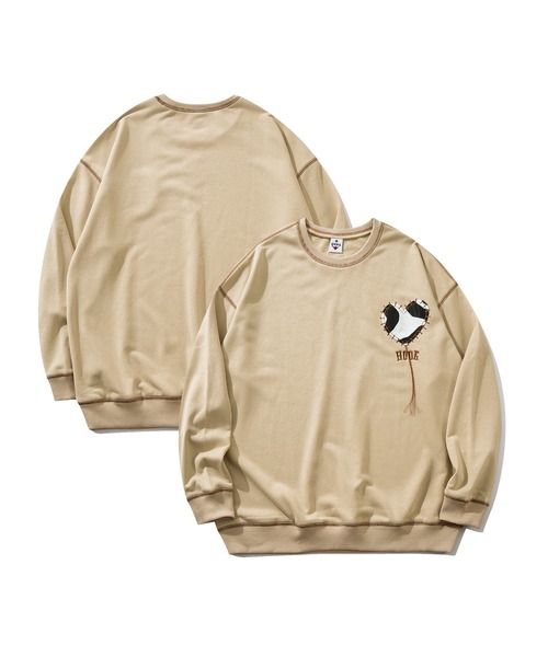 HOOK -original- ゼブラ模様ハートパッチ飾りステッチスウェット（スウェット）｜HOOK（フック）