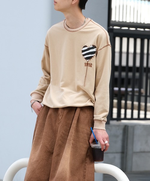 HOOK -original- ゼブラ模様ハートパッチ飾りステッチスウェット（スウェット）｜HOOK（フック）