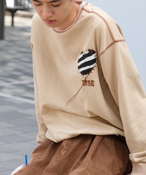 HOOK -original- ゼブラ模様ハートパッチ飾りステッチスウェット（スウェット）｜HOOK（フック）