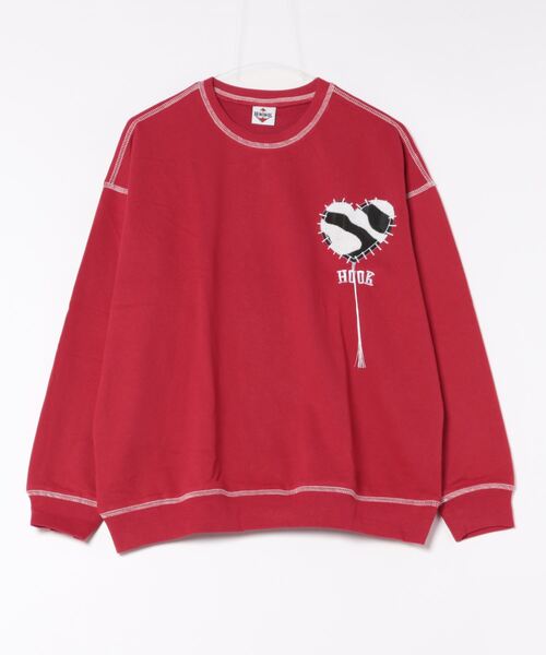 HOOK -original- ゼブラ模様ハートパッチ飾りステッチスウェット（スウェット）｜HOOK（フック）