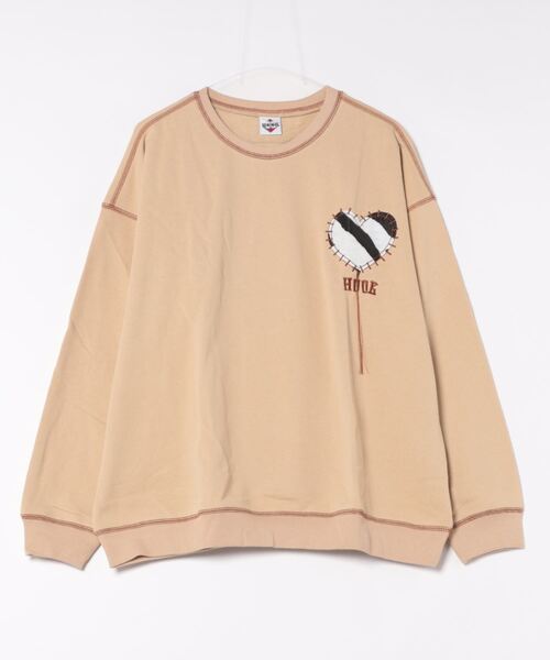 HOOK -original- ゼブラ模様ハートパッチ飾りステッチスウェット（スウェット）｜HOOK（フック）