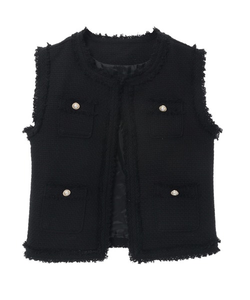 Edit Sheen（エディットシーン）の「ツイードフリンジベスト（ベスト・レディース・ブラック/ホワイト・M）」の5枚目の写真