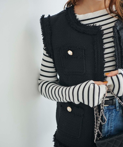 Edit Sheen（エディットシーン）の「ツイードフリンジベスト（ベスト・レディース・ブラック/ホワイト・M）」の14枚目の写真