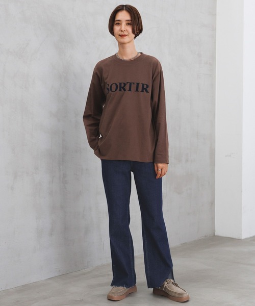 LEPSIM（レプシィム）の「アソートフロッキーロンT　977234（Tシャツ/カットソー・レディース・オフホワイト/ネイビー/ブラウン・FREE）」の5枚目の写真