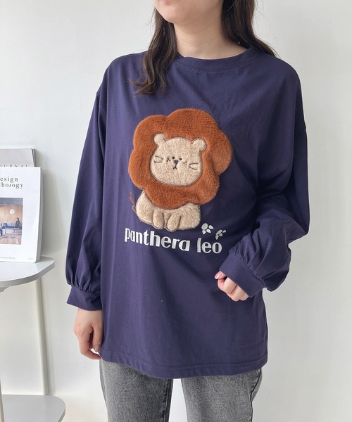 AS KNOW AS plus(アズノゥアズプラス)の「☆ふわふわアニマルロンT(Tシャツ/カットソー・レディース・ブラック系/ブルー系/ベージュ系/ホワイト系/ネイビー系1/ブラック系1/ホワイト系1/アイボリー系1/ホワイト系2/ブラック系2/ネイビー系2/ベージュ系2/ブラック系3/ネイビー系3/グリーン系3/ベージュ系3・FREE)」の13枚目の写真