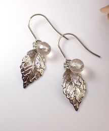 HaRu*/天然石(6mm)サージカルステンレス・リーフピアス