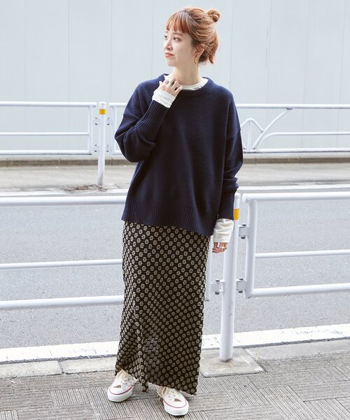 B.C STOCK(ベーセーストック)の「ウール混クルーネックプルオーバー(ニット/セーター・レディース・ネイビー/ブラウン/イエロー・FREE)」の8枚目の写真