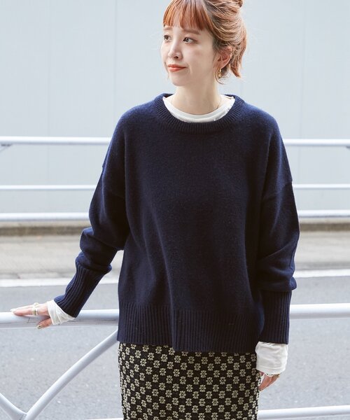 B.C STOCK(ベーセーストック)の「ウール混クルーネックプルオーバー(ニット/セーター・レディース・ネイビー/ブラウン/イエロー・FREE)」の15枚目の写真