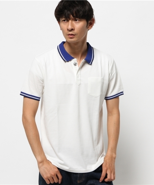 OUTLET（アウトレット）の「【CIAOPANIC TYPY】鹿ノ子ラインポロシャツ（ポロシャツ・メンズ・ホワイト/ネイビー/ブラック・LARGE/SMALL/MEDIUM）」の2枚目の写真