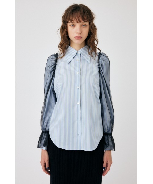 MOUSSY（マウジー）の「TULLE SLEEVE シャツブラウス（シャツ/ブラウス 