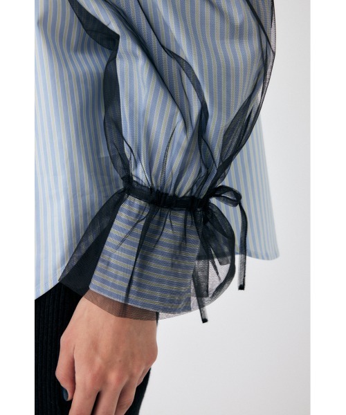MOUSSY（マウジー）の「TULLE SLEEVE シャツブラウス（シャツ/ブラウス 
