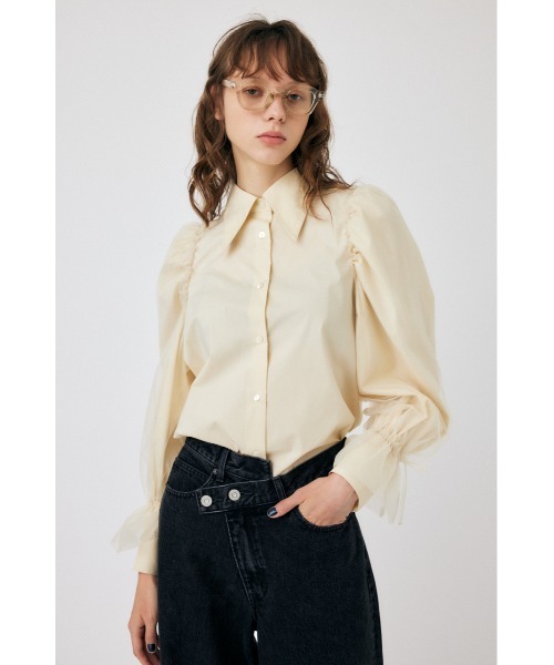 美品✨ moussy マウジー チュール レイヤード シャツ ブラウス インナー チュールレイヤードブラウス｜WOMEN｜250HAF30-400G｜AZUL BY